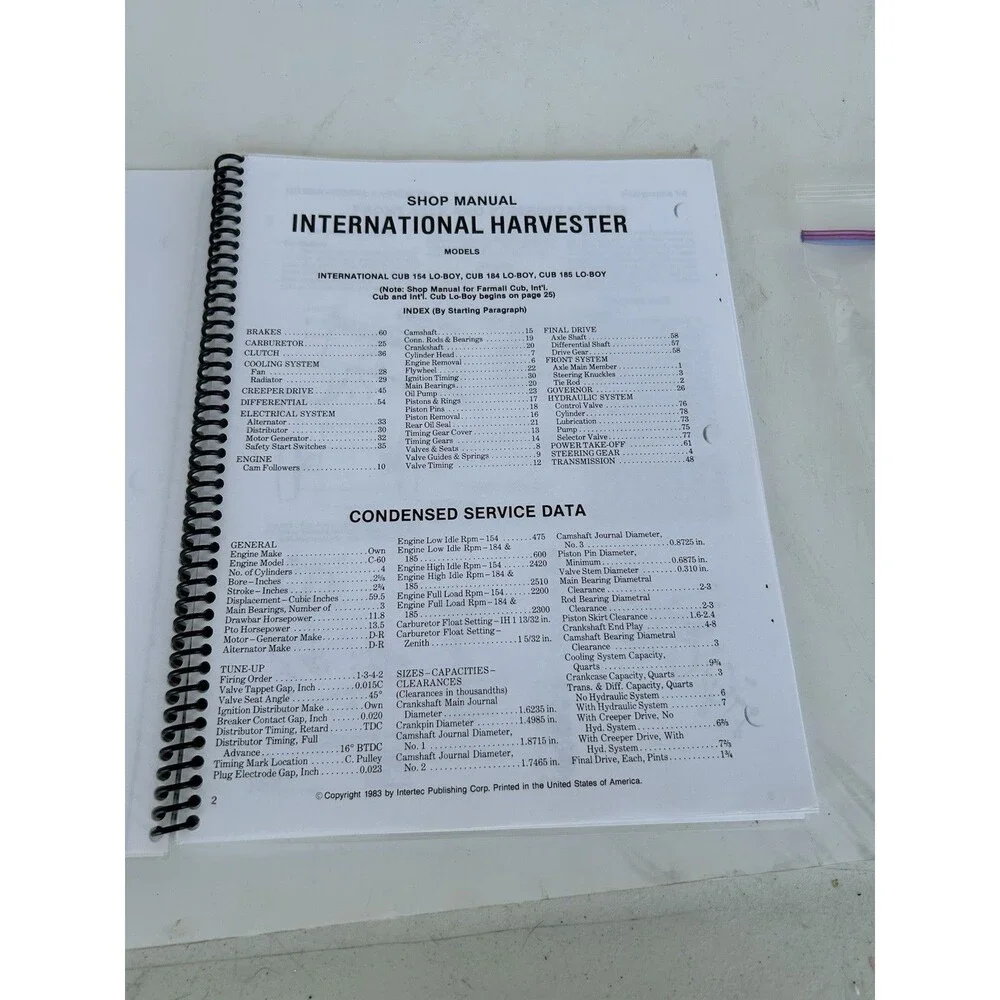 I&T IH-50 International Harvester Shop Service Manual Cub 154 184 185 Lo-Boy